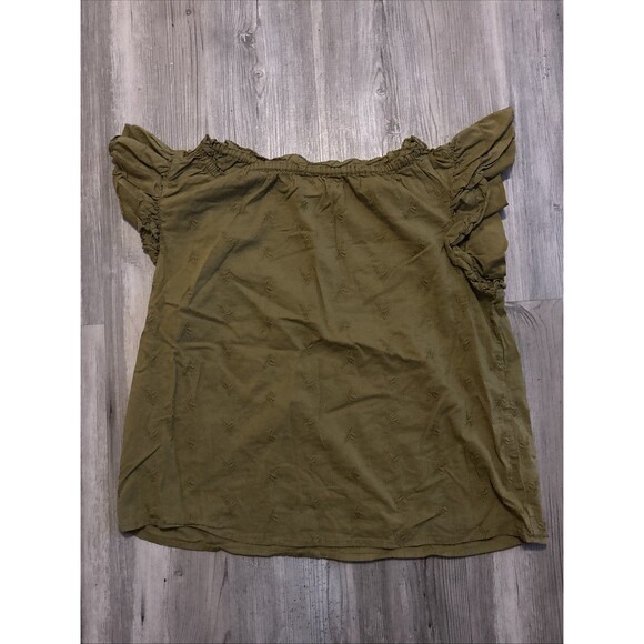 Universal Threads Puff Sleeve Off The Shoulder Green Blouse Size Small - Picture 3 of 6